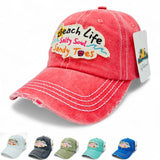 Beach Life Salty Soul Sandy Toes Distressed Baseball Cap Wholesale By Dozen(12PCs)