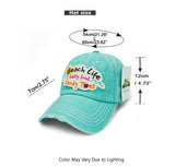 Beach Life Salty Soul Sandy Toes Distressed Baseball Cap Wholesale By Dozen(12PCs)