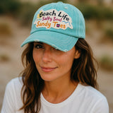 Beach Life Salty Soul Sandy Toes Distressed Baseball Cap Wholesale By Dozen(12PCs)