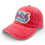 "Beach Please" Baseball Cap-Distressed WHOLESALE BY DOZEN(12PCS)