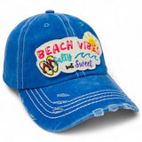 "Beach Vibes Salty But Sweet" Vintage Distressed Baseball Cap WHOLESALE BY DOZEN(12PCS)