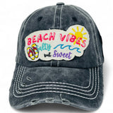 "Beach Vibes Salty But Sweet" Vintage Distressed Baseball Cap WHOLESALE BY DOZEN(12PCS)
