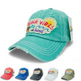 "Beach Vibes Salty But Sweet" Vintage Distressed Baseball Cap WHOLESALE BY DOZEN(12PCS)