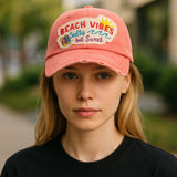 "Beach Vibes Salty But Sweet" Vintage Distressed Baseball Cap WHOLESALE BY DOZEN(12PCS)
