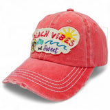 "Beach Vibes Salty But Sweet" Vintage Distressed Baseball Cap WHOLESALE BY DOZEN(12PCS)