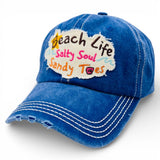 Beach Life Salty Soul Sandy Toes Distressed Baseball Cap Wholesale By Dozen(12PCs)