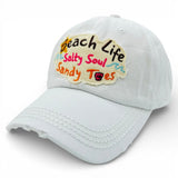 Beach Life Salty Soul Sandy Toes Distressed Baseball Cap Wholesale By Dozen(12PCs)