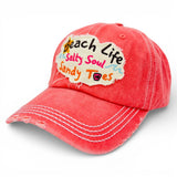 Beach Life Salty Soul Sandy Toes Distressed Baseball Cap Wholesale By Dozen(12PCs)