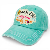 Beach Life Salty Soul Sandy Toes Distressed Baseball Cap Wholesale By Dozen(12PCs)