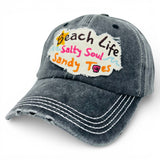 Beach Life Salty Soul Sandy Toes Distressed Baseball Cap Wholesale By Dozen(12PCs)