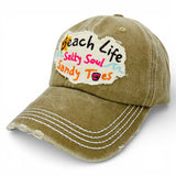Beach Life Salty Soul Sandy Toes Distressed Baseball Cap Wholesale By Dozen(12PCs)