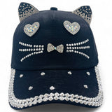 "Big Eye Cat" BLING STONE BASEBALL CAP WHOLESALE BY DOZEN(12PCS)