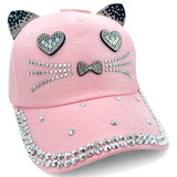 "Big Eye Cat" BLING STONE BASEBALL CAP WHOLESALE BY DOZEN(12PCS)
