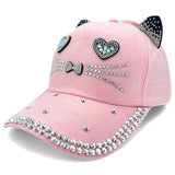 "Big Eye Cat" BLING STONE BASEBALL CAP WHOLESALE BY DOZEN(12PCS)