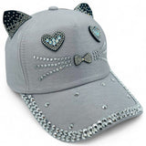 "Big Eye Cat" BLING STONE BASEBALL CAP WHOLESALE BY DOZEN(12PCS)