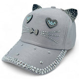 "Big Eye Cat" BLING STONE BASEBALL CAP WHOLESALE BY DOZEN(12PCS)
