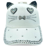 "Big Eye Cat" BLING STONE BASEBALL CAP WHOLESALE BY DOZEN(12PCS)