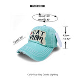 "Cat Mom" DISTRESSED BASEBALL CAP WHOLESALE BY DOZEN(12PCS)