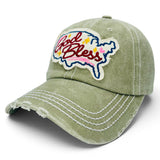 "God Bless" DISTRESSED BASEBALL CAP WHOLESALE BY DOZEN(12PCS)