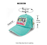 "Happy People Play Pickleball" DISTRESSED BASEBALL CAP WHOLESALE BY DOZEN(12PCS)