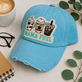 "Mama Fuel" DISTRESSED BASEBALL CAP WHOLESALE BY DOZEN(12PCS)