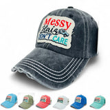 "Messy Hair Don't Care" DISTRESSED BASEBALL CAP WHOLESALE BY DOZEN(12PCS)