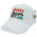 "Messy Hair Don't Care" DISTRESSED BASEBALL CAP WHOLESALE BY DOZEN(12PCS)