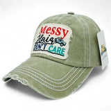 "Messy Hair Don't Care" DISTRESSED BASEBALL CAP WHOLESALE BY DOZEN(12PCS)