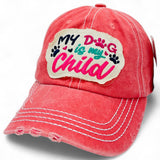 "My Dog is My Child" DISTRESSED BASEBALL CAP WHOLESALE BY DOZEN(12PCS)