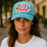 "My Dog is My Child" DISTRESSED BASEBALL CAP WHOLESALE BY DOZEN(12PCS)