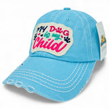 "My Dog is My Child" DISTRESSED BASEBALL CAP WHOLESALE BY DOZEN(12PCS)