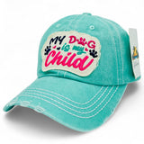 "My Dog is My Child" DISTRESSED BASEBALL CAP WHOLESALE BY DOZEN(12PCS)
