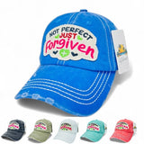 "Not Perfect Just Forgiven" DISTRESSED BASEBALL CAP WHOLESALE BY DOZEN(12PCS)