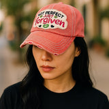 "Not Perfect Just Forgiven" DISTRESSED BASEBALL CAP WHOLESALE BY DOZEN(12PCS)