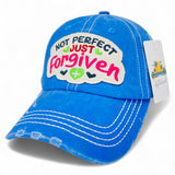 "Not Perfect Just Forgiven" DISTRESSED BASEBALL CAP WHOLESALE BY DOZEN(12PCS)