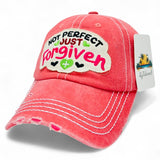 "Not Perfect Just Forgiven" DISTRESSED BASEBALL CAP WHOLESALE BY DOZEN(12PCS)