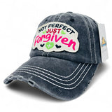 "Not Perfect Just Forgiven" DISTRESSED BASEBALL CAP WHOLESALE BY DOZEN(12PCS)