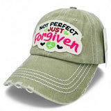 "Not Perfect Just Forgiven" DISTRESSED BASEBALL CAP WHOLESALE BY DOZEN(12PCS)