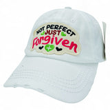 "Not Perfect Just Forgiven" DISTRESSED BASEBALL CAP WHOLESALE BY DOZEN(12PCS)