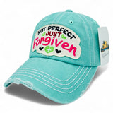 "Not Perfect Just Forgiven" DISTRESSED BASEBALL CAP WHOLESALE BY DOZEN(12PCS)