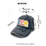 "Peace Love Dog" DISTRESSED BASEBALL CAP WHOLESALE BY DOZEN(12PCS)