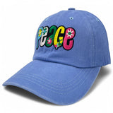 "Peace" Patched DISTRESSED BASEBALL CAP WHOLESALE BY DOZEN(12PCS)