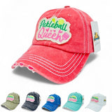"Pickleball Queen" DISTRESSED BASEBALL CAP WHOLESALE BY DOZEN(12PCS)