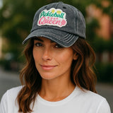"Pickleball Queen" DISTRESSED BASEBALL CAP WHOLESALE BY DOZEN(12PCS)