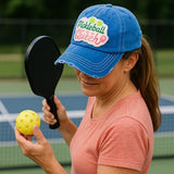 "Pickleball Queen" DISTRESSED BASEBALL CAP WHOLESALE BY DOZEN(12PCS)