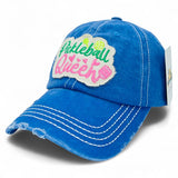 "Pickleball Queen" DISTRESSED BASEBALL CAP WHOLESALE BY DOZEN(12PCS)