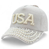 "USA" BLING STONE BASEBALL CAP WHOLESALE BY DOZEN(12PCS)