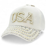 "USA" BLING STONE BASEBALL CAP WHOLESALE BY DOZEN(12PCS)