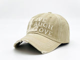 "Live Laugh Love" DISTRESSED BASEBALL CAP WHOLESALE BY DOZEN(12PCS)